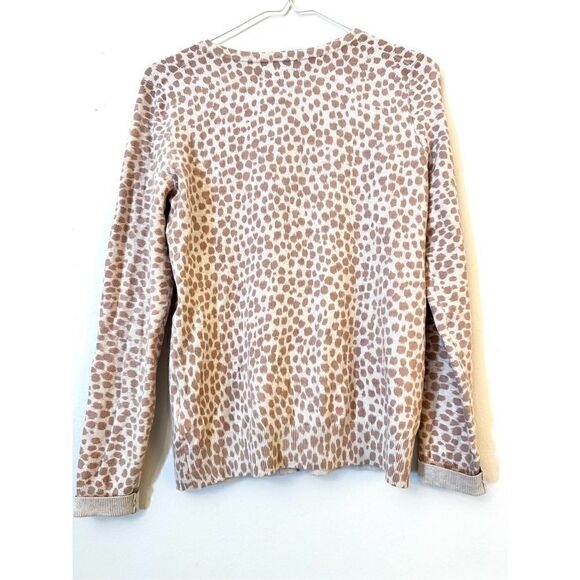 Old Navy Animal Print Button Front Cotton Blend Stretch Cardigan Sweater Tan Siz - Picture 2 of 4